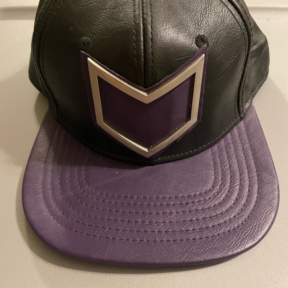 Black and Purple leather Hawkeye Snapback Hat